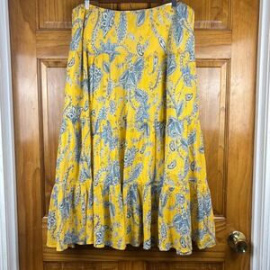 1X Yellow Paisley Maxi Skirt 1X Cotton Boho Floral Crinkle Gauze Boho Cottage